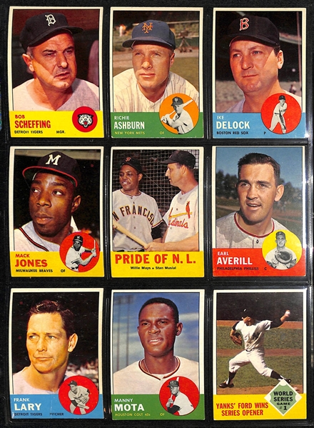 1963 Topps Baseball Partial Set - Includes of 543 of the 576 Cards in the Set w. Oliva Rookie Card & Yogi Berra (JSA Auction Letter)